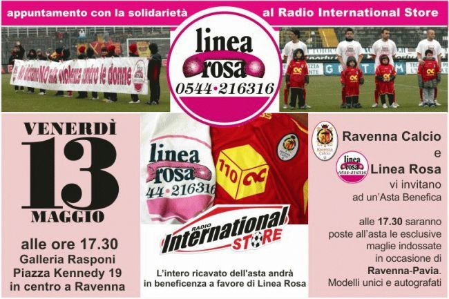 La locandina dell'asta  a favore di Linea rosa